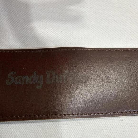 Vintage Sandy Duftler Y2K 90s Tan Leather Chunky Buckle Statement Belt 25-28” XS main image 9